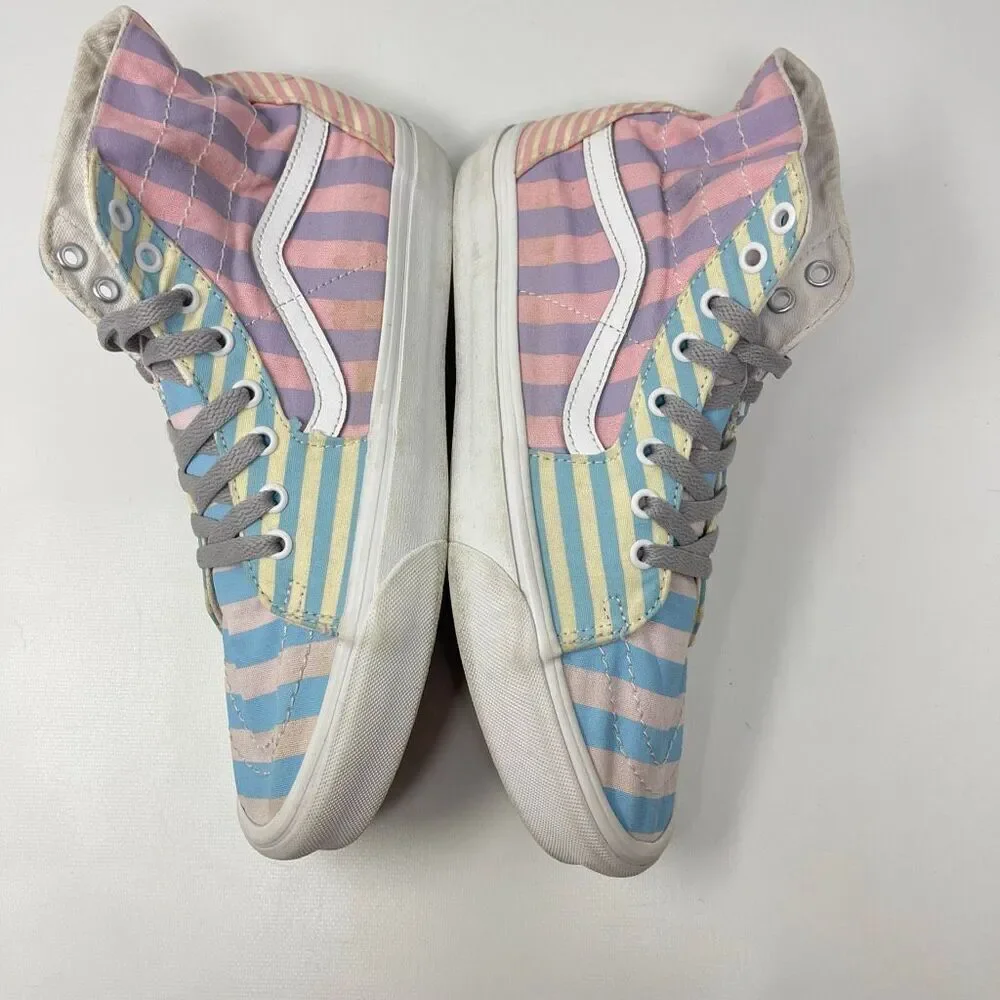 Vans Sk8-Hi Skate Sneaker Shoe Pastel Stripes Multicolor Size Men 9.5 Women 11